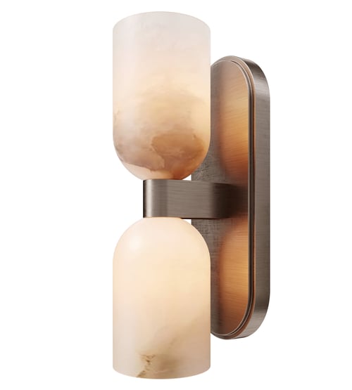 Modern Alabaster Wall Sconce with Brushed Bronze Base 3D model