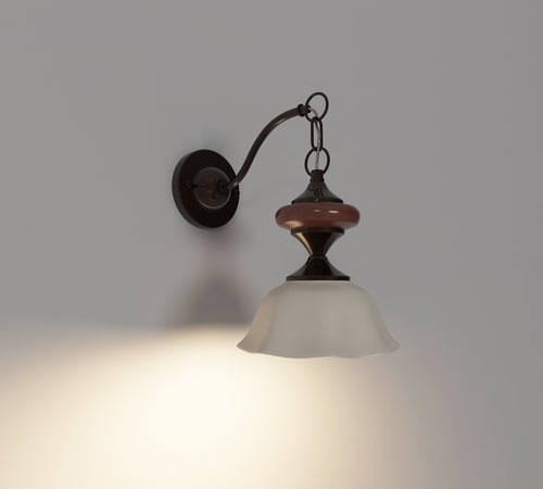 Vintage Mid-Century Wall Sconce with Frosted Glass Shade 3D model