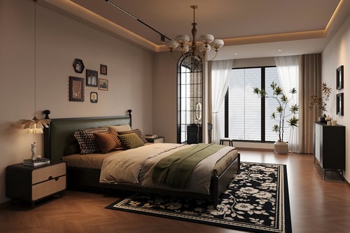 French Retro Style Bedroom Interior Scene 3D model