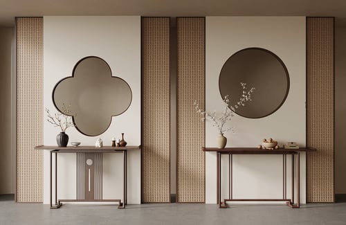 New Chinese Style Hallway Console Table Decor Set 3D model