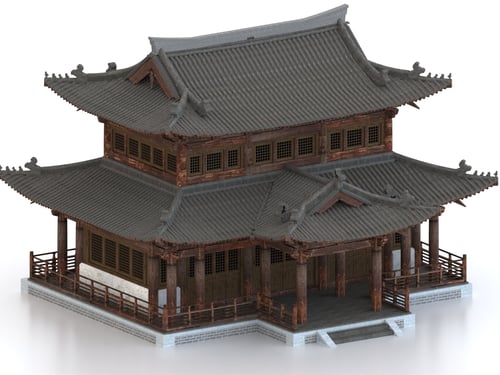 Traditional Chinese Song Dynasty Ancient Wooden Pavilion Building 3D model