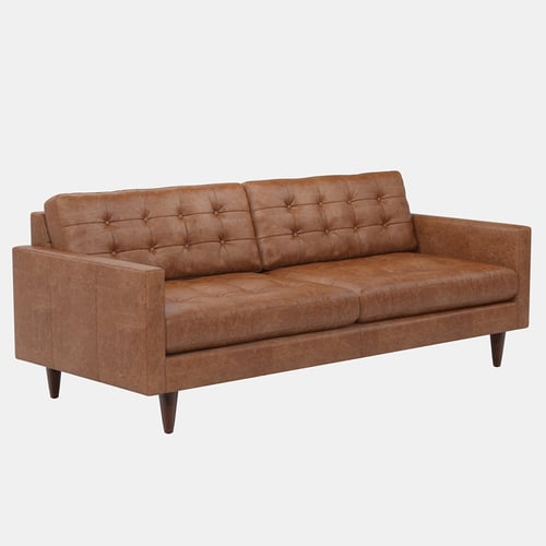 Joybird Eliot Tufted Brown Leather Sofa 3D model