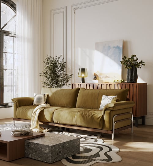 Mid-Century Modern Fabric Straight Sofa Set 3D model
