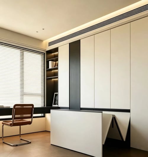 Modern Minimalist Hidden Folding Bed Work Room Scene 3D model