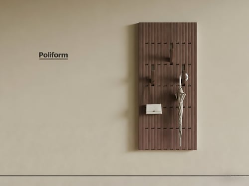 Mid Century Modern Walnut Wooden Wall Mounted Coat Rack 3D model