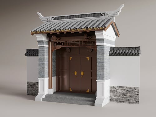 Traditional Chinese Courtyard Entrance Gate 3D model