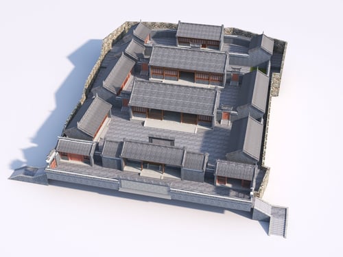 Traditional Chinese Ancient Courtyard Temple Historic Residence Building 3D model