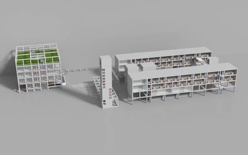 Modern School Campus Building Dormitory Gymnasium Architecture 3D model