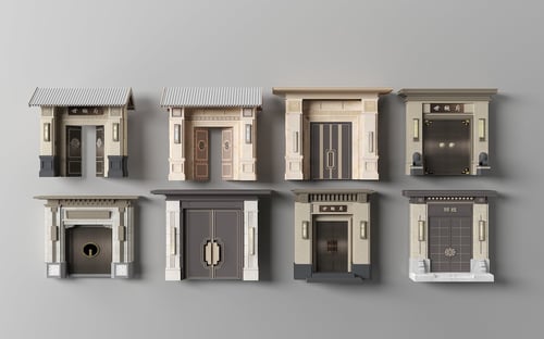 Modern Luxury Villa Entrance Door Set 3D model