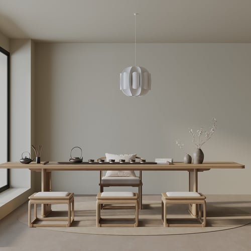 Modern Minimalist Tea Room Interior Scene 3D model