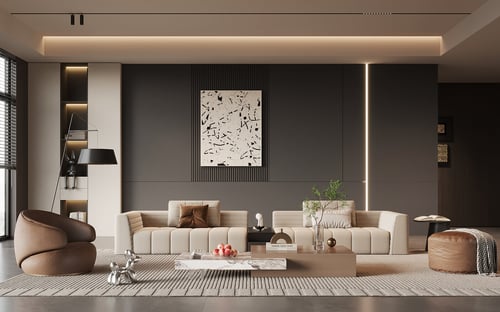 Modern Italian Style Living Room Sofa and Coffee Table Set 3D model