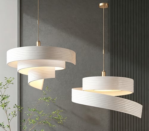 Modern Spiral Fabric Ceiling Pendant Lamp Brass Fixture 3D model