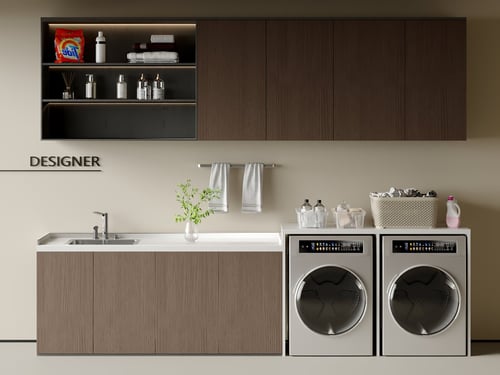 Modern Italian Style Laundry Room with Washing Machines 3D model