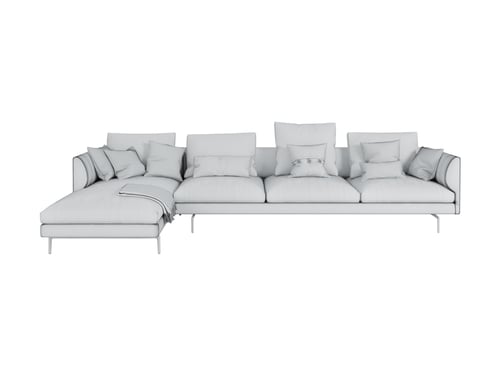 Modern L Shaped Sectional Fabric Sofa Set 3D model