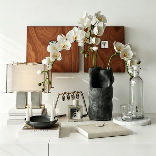 Modern Luxury Decorative Set with Vase Sculpture Books and Table Lamp 3D model