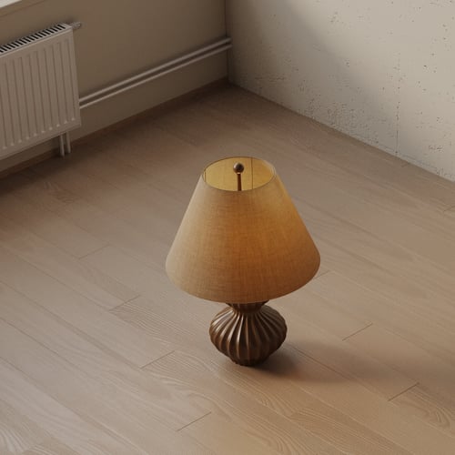 Modern Wooden Table Lamp with Fabric Shade 3D model