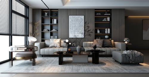 Modern Minimalist Leather Sofa Living Room Scene 3D model