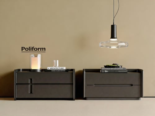 Modern Italian Style Leather Nightstand Set with Decor 3D model