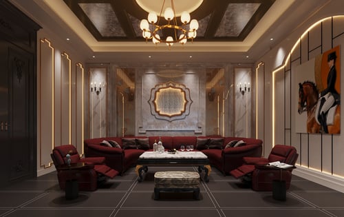 Modern Luxury Home Theater Interior Scene 3D model