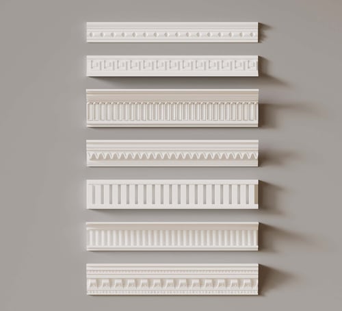 Classic French American Style Decorative Plaster Molding Set 3D model