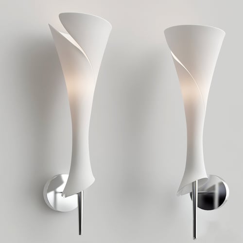 Modern Twisted White Wall Sconce with Chrome Base 3D model