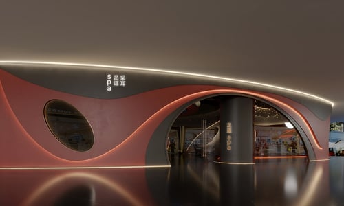 Modern Curved Facade Spa Entrance Interior 3D model