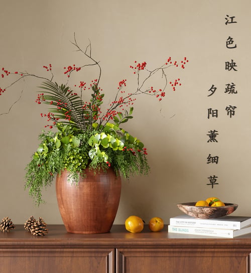 Modern Vase Floral Arrangement Terracotta Decor Set 3D model