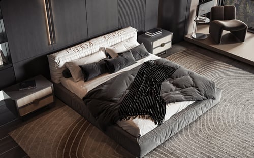 Modern Luxury Dark Tone Double Bedroom Scene 3D model