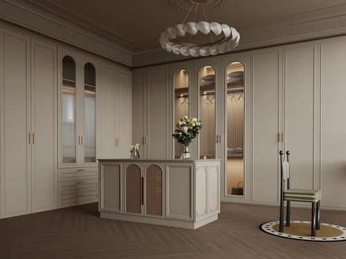 French Cream Style Walk-in Closet Dressing Room 3D model
