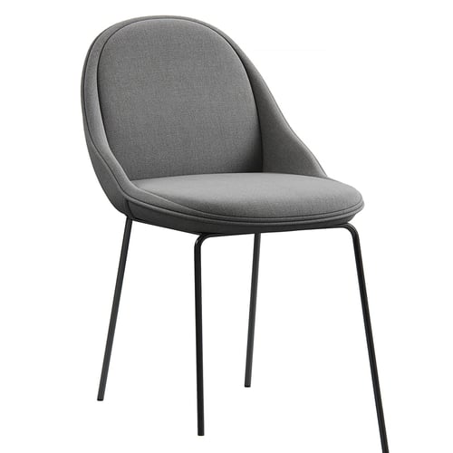 Modern Grey Fabric Upholstered Dining Chair with Metal Legs 3D model
