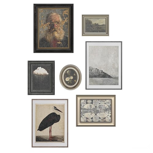 Vintage Framed Art Painting Set Antique Wall Decor 3D model