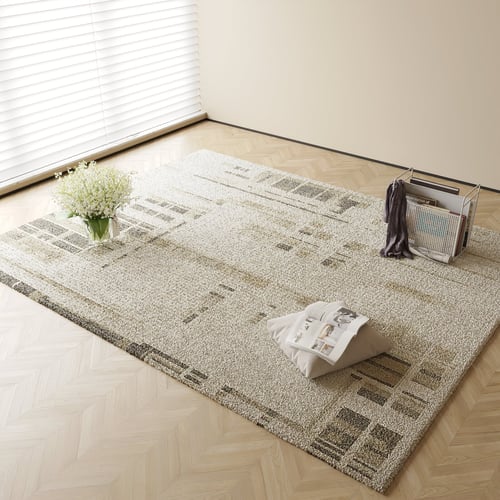 Modern Beige Geometric Plush Carpet 3D model