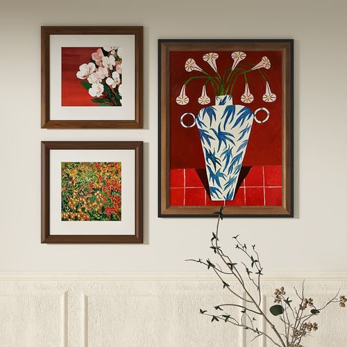 Vintage Floral Decorative Wall Art Set Wooden Frame 3D model
