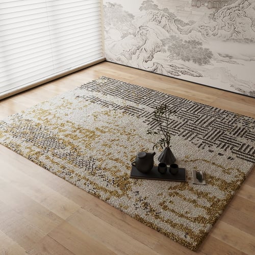 New Chinese Style Geometric Pattern Carpet 3D model