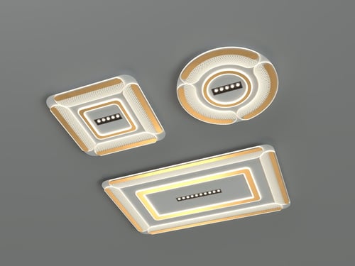 Modern Minimalist LED Ceiling Lamp Set with Gold Accents 3D model