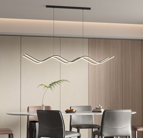 Modern Luxury Wavy Linear LED Ceiling Pendant Lamp 3D model