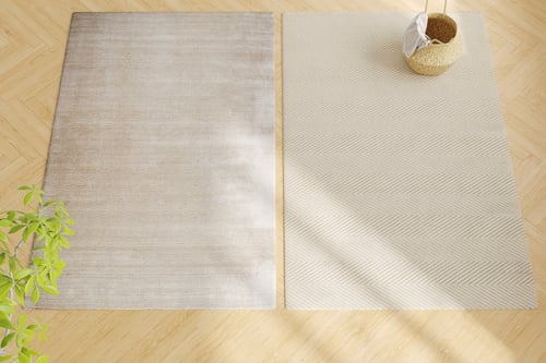 Modern Minimalist Beige Woven Carpets Set 3D model