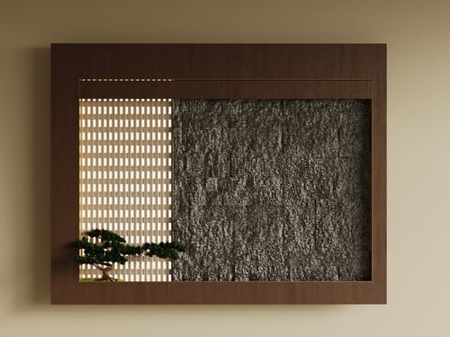 New Chinese Style Decorative Wall Panel with Bonsai 3D model