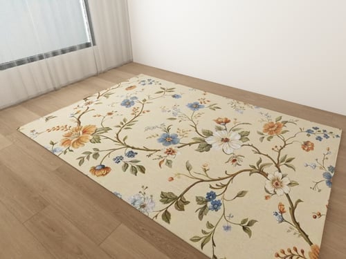 Vintage Floral Pattern Beige Carpet 3D model
