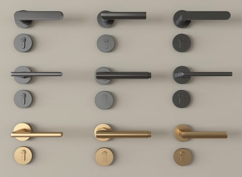 French Vintage Metal Door Handle Set 3D model