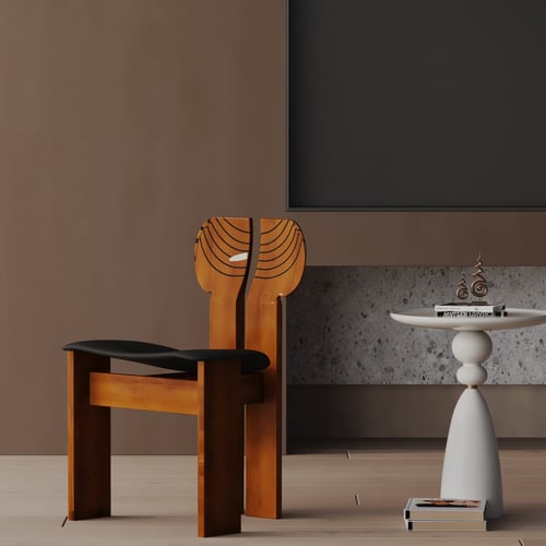 Modern Solid Wood Chair with Leather Seat 3D model