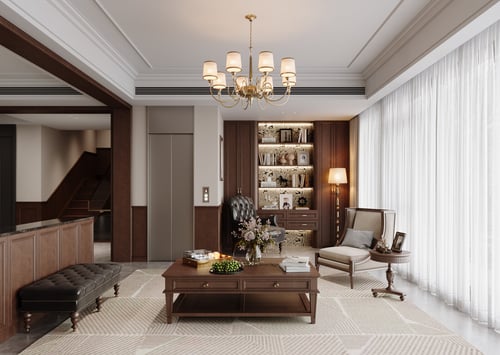 American Classic Style Living Room Interior Scene 3D model