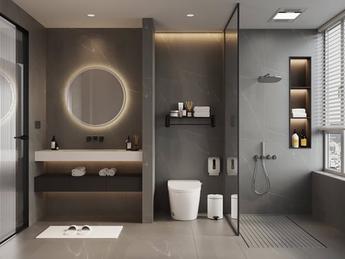 Modern Italian Style Luxury Minimalist Bathroom Scene 3D model
