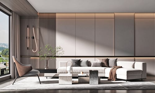 Modern Luxury Living Room with Sofa and Coffee Table Set 3D model