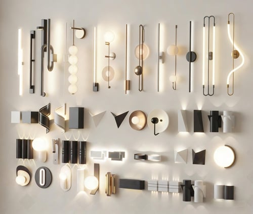 Modern Wall Light Set, Minimalist Sconce Collection 3D model