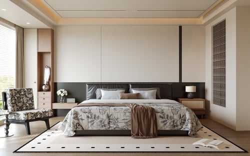 Modern French Style Bedroom Interior Scene 3D model