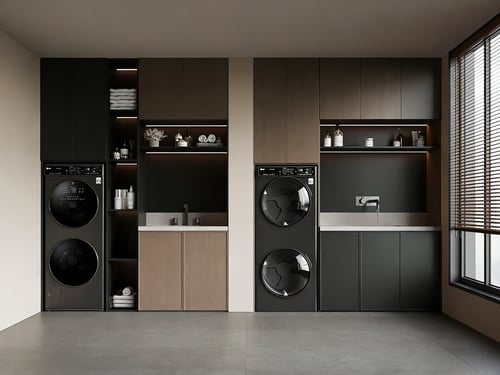 Modern Italian Style Laundry Room with Washing Cabinets 3D model