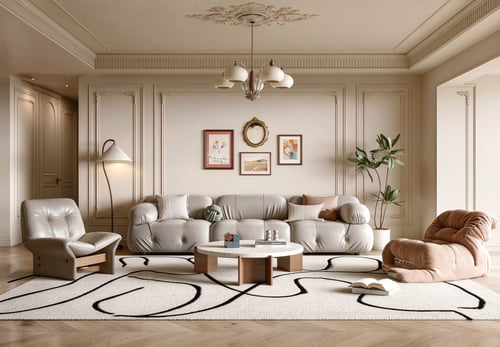 French Style Luxury Modern Living Room Interior 3D model