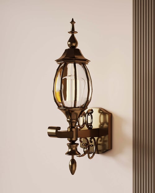 Vintage French Brass Glass Wall Lamp 3D model