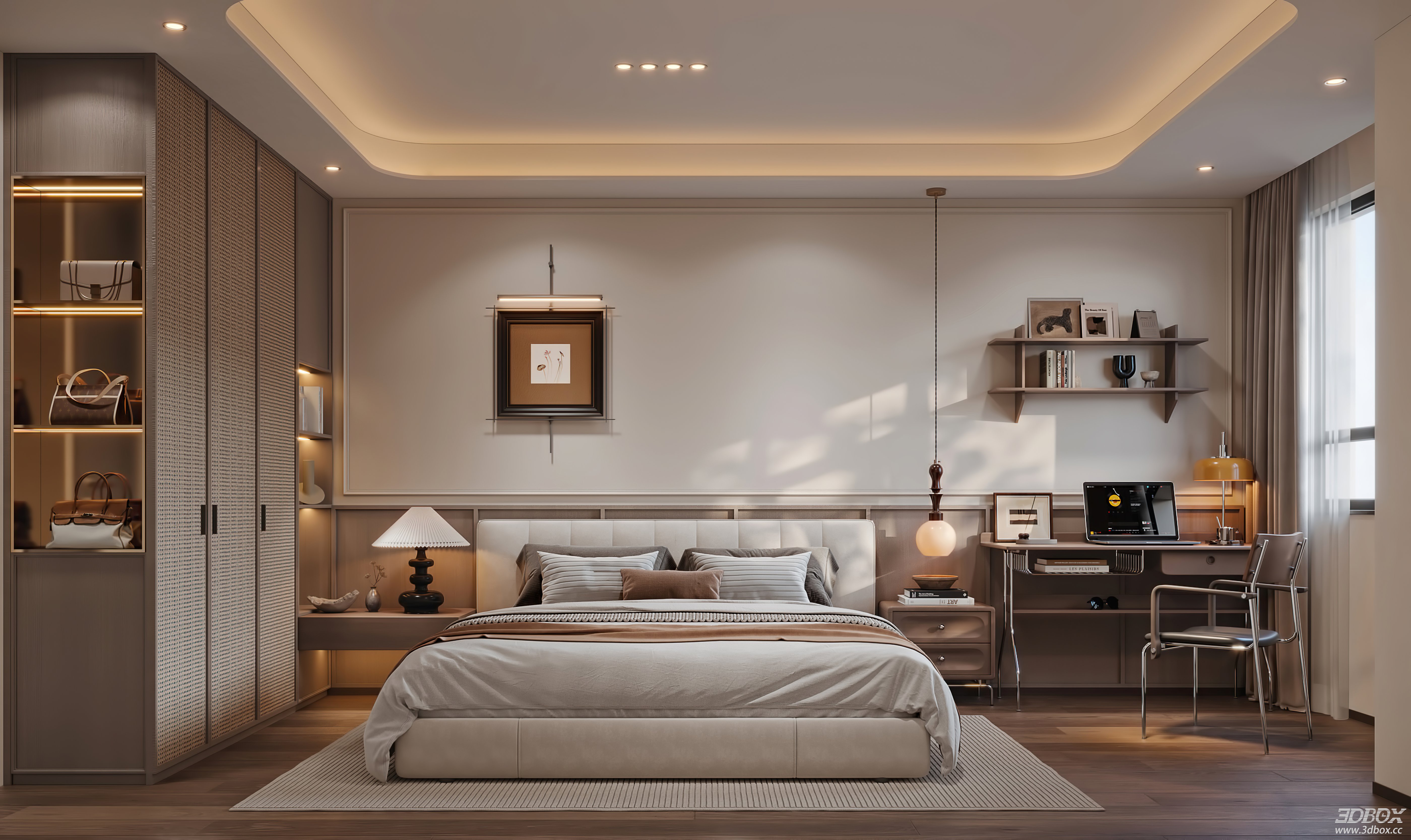 Modern Bedroom 3D Model 3D model - thumbnail 1